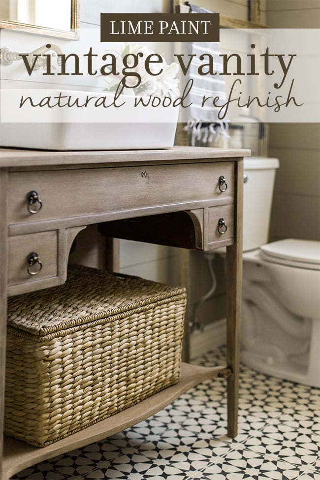 Guest Bathroom Vanity Refinish: Weathered Wood & Lime Paint