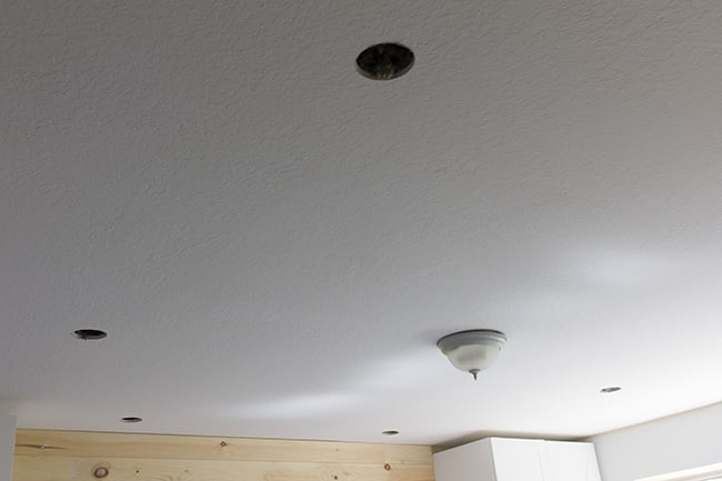 Beadboard Ceiling Lights Speakers, How To Fix Hole In Ceiling Around Light Fixture