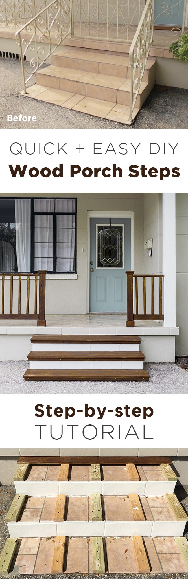 Simple Diy Wood Porch Steps Makeover, How To Build Patio Steps With Wood