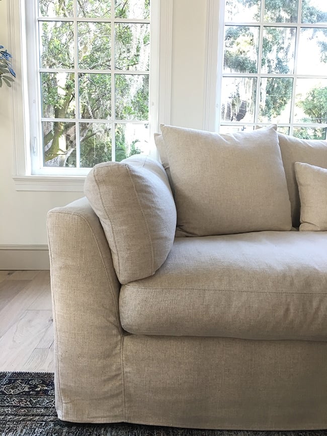 Linen Slipcovered Sofas Under 2k Roundup, Large One Cushion Sofas